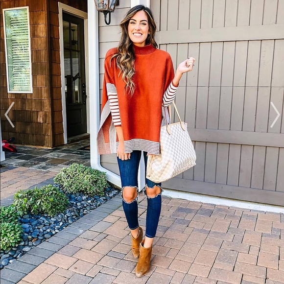 Striped Oversize Knit Cape Sweater - Picture 6 of 6